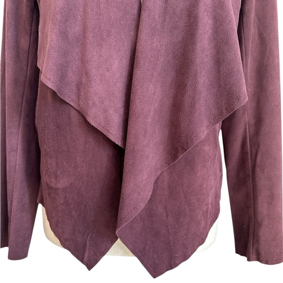 Kit from the Kloth Vegan Suede Draped Jacket Burgundy  Women’s Size Small Petite - Picture 5 of 15